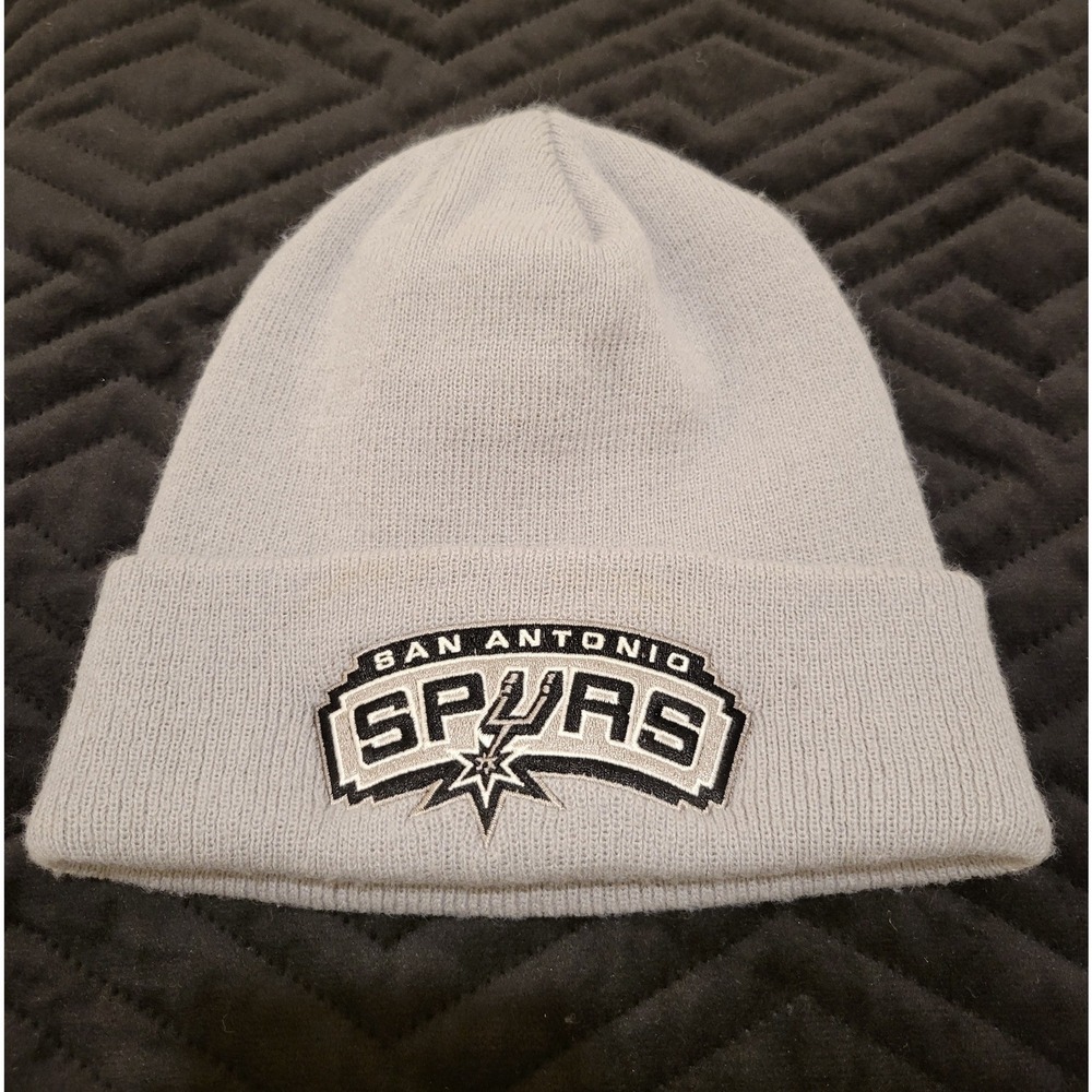 NBA San Antonio Spurs Beanie Hat Grey Cuffed Knit Embroidered Logo Basketball